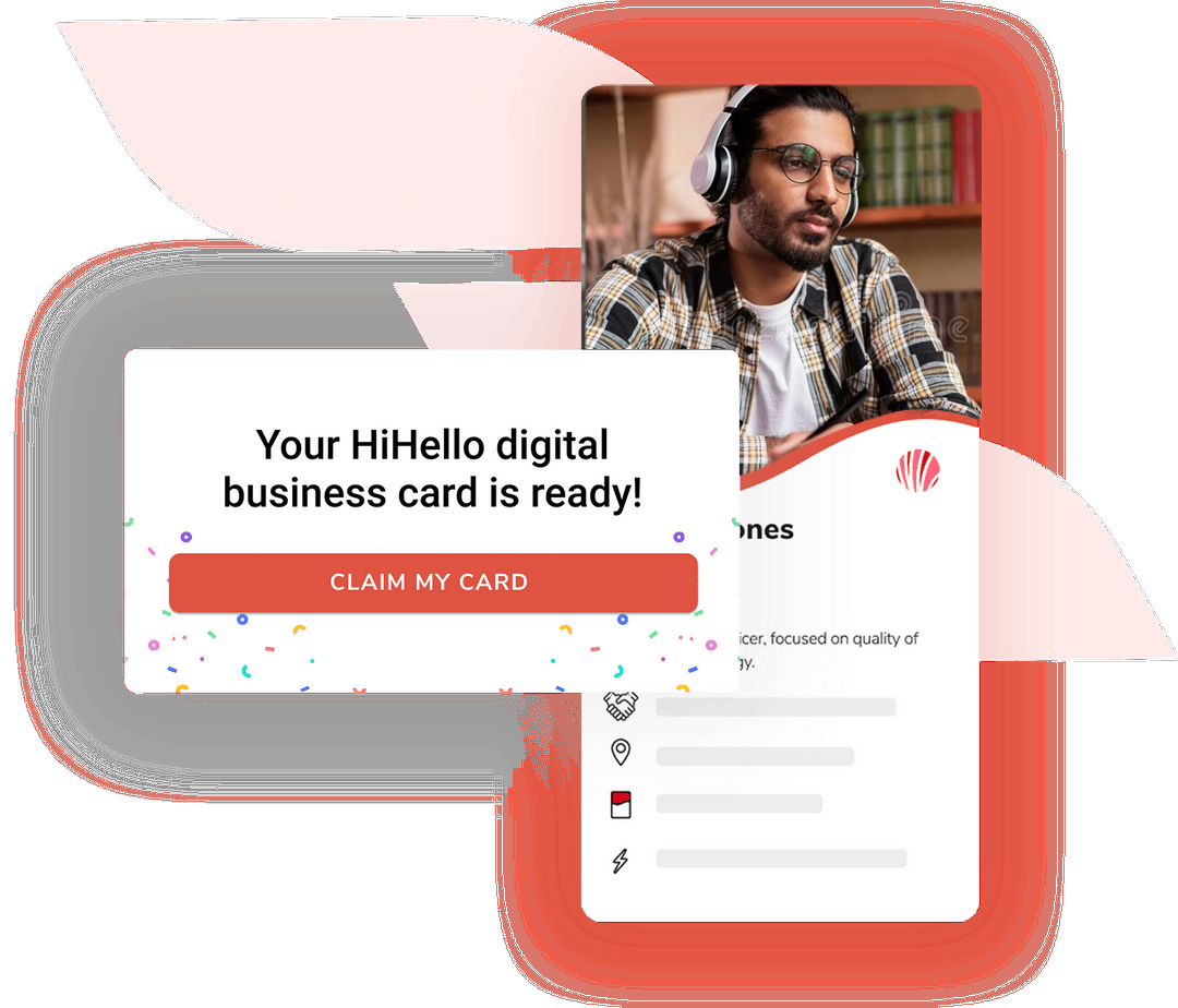 Digibiz for Business onboarding. Send you employees an email where they can claim their new company digital business card.